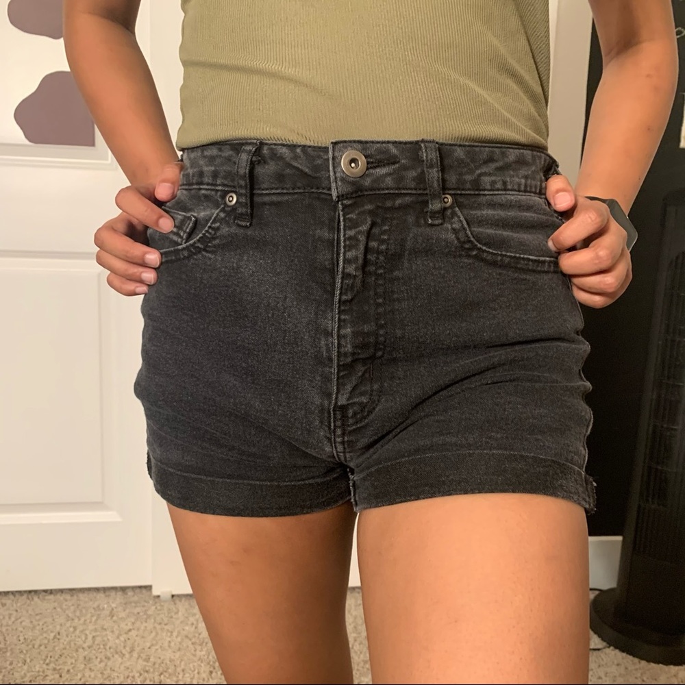 Gray Black Jean Shorts